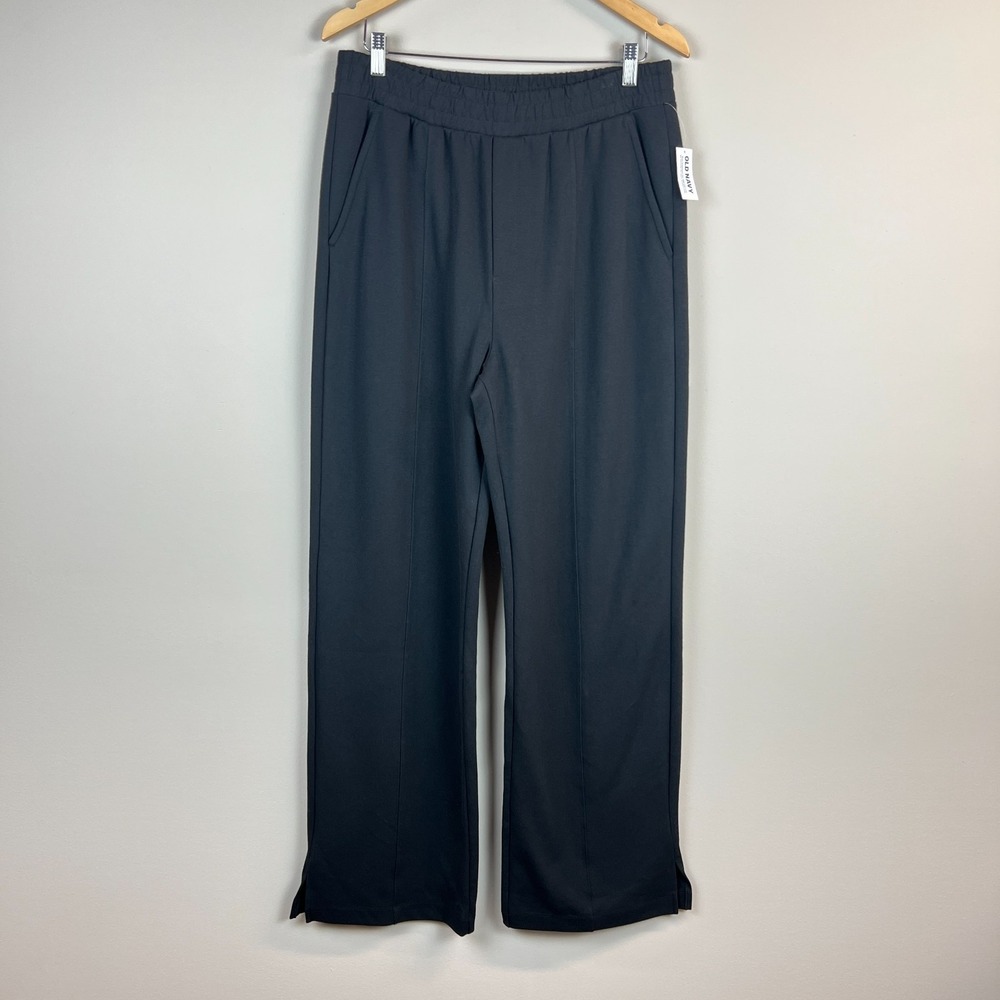Old Navy Pants Women L Tall Black Dynamic Fleece High Rise Wide Leg Sweat Lounge
